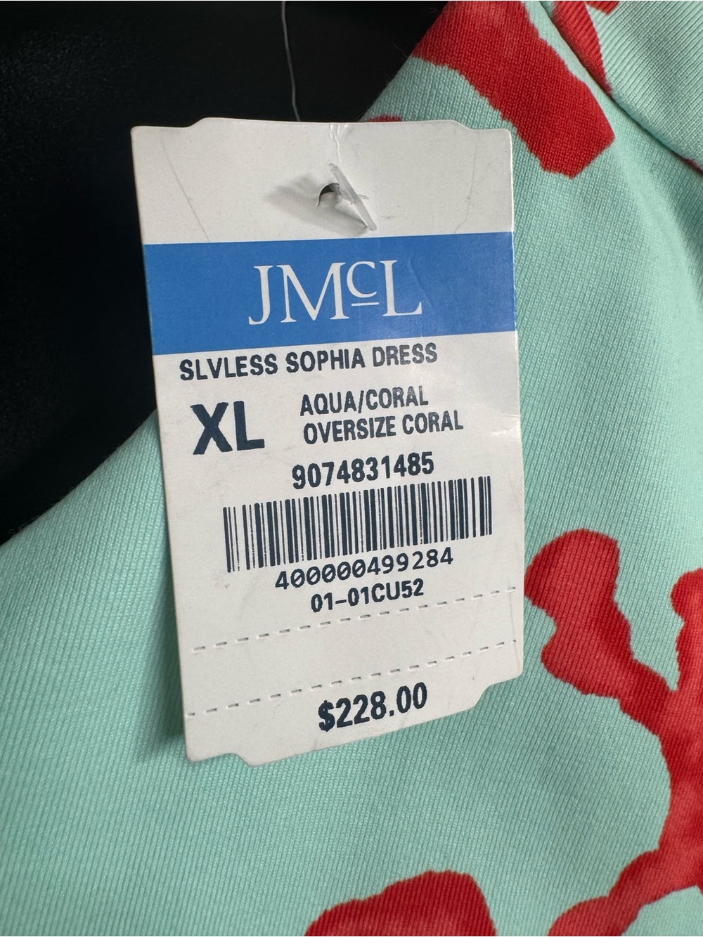 J.McLaughlin Sophia Sleeveless Dress Aqua/Coral Size XL - Picture 3 of 6